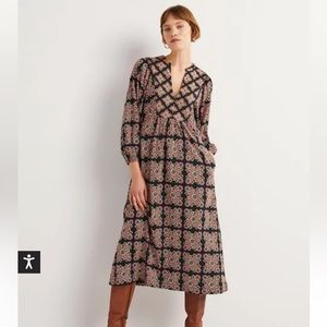 Boden NWT Notch Neck Midi Dress